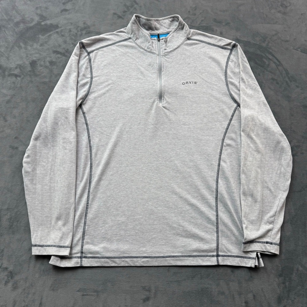 Orvis Mens Classic Collection Quarter Zip Pullover Heather Gray Large L